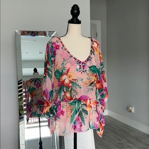 VS Sheer, Embellished Floral Tunic XS